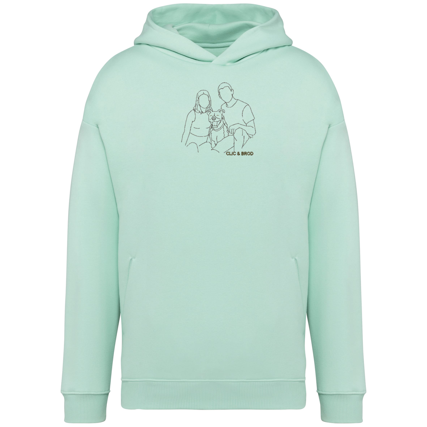 Hoodie oversize personnalisé silhouette brodée Clic & Brod