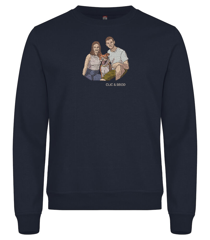 Sweat personnalisé photo réaliste brodée Clic & Brod