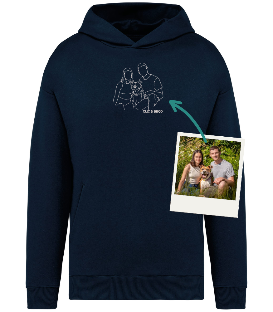 Hoodie oversize personnalisé silhouette brodée Clic & Brod