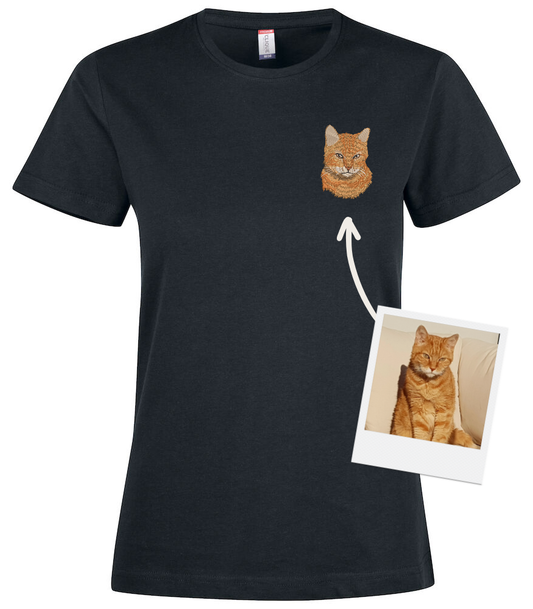 T-shirt personnalisé photo réaliste brodée cœur Clic & Brod