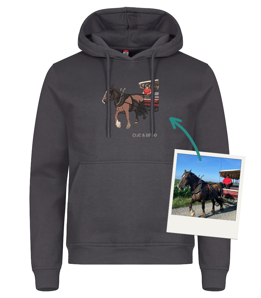 Hoodie personnalisé photo réaliste brodée Clic & Brod