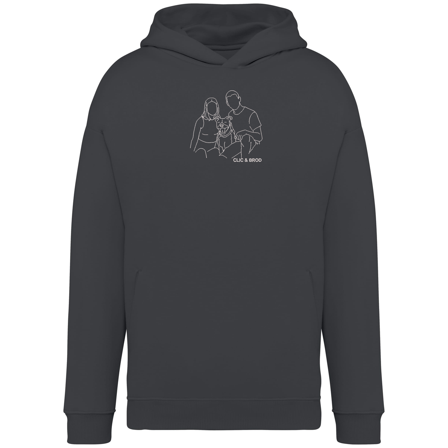 Hoodie oversize personnalisé silhouette brodée Clic & Brod