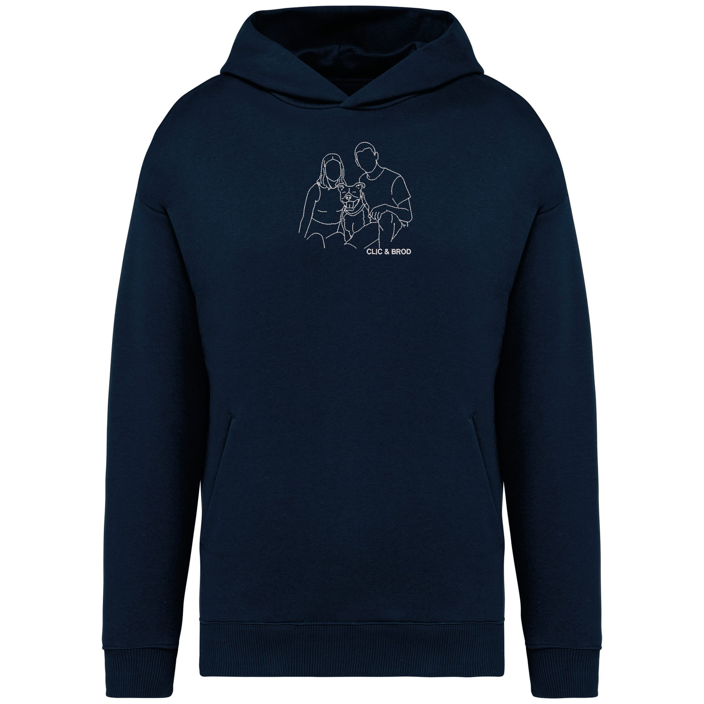Hoodie oversize personnalisé silhouette brodée Clic & Brod