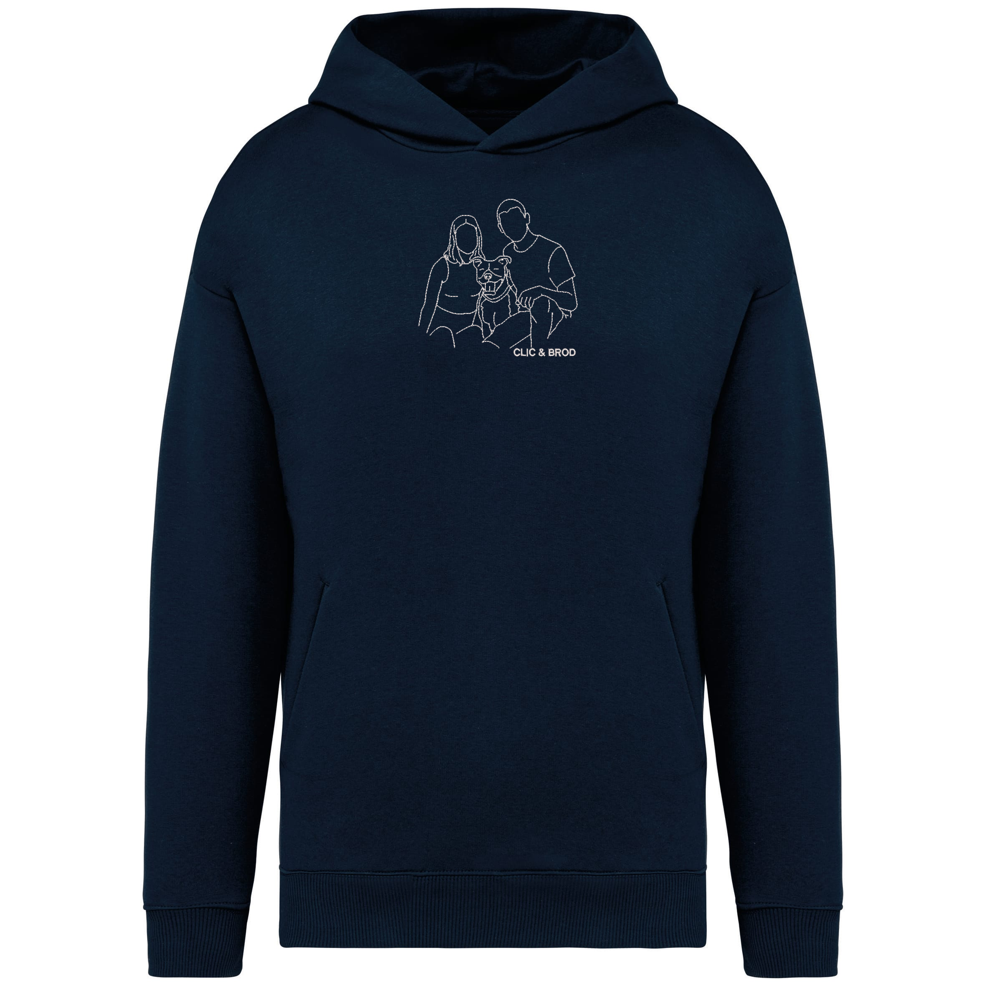 Hoodie oversize personnalisé silhouette brodée Clic & Brod