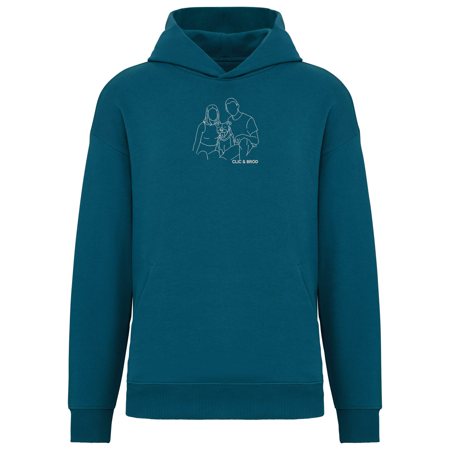 Hoodie oversize personnalisé silhouette brodée Clic & Brod