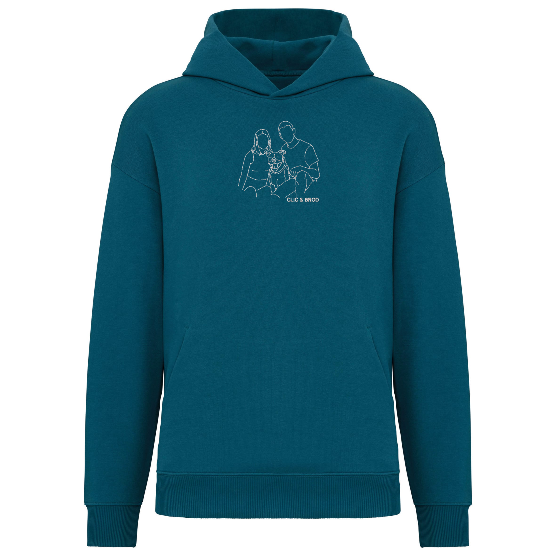 Hoodie oversize personnalisé silhouette brodée Clic & Brod