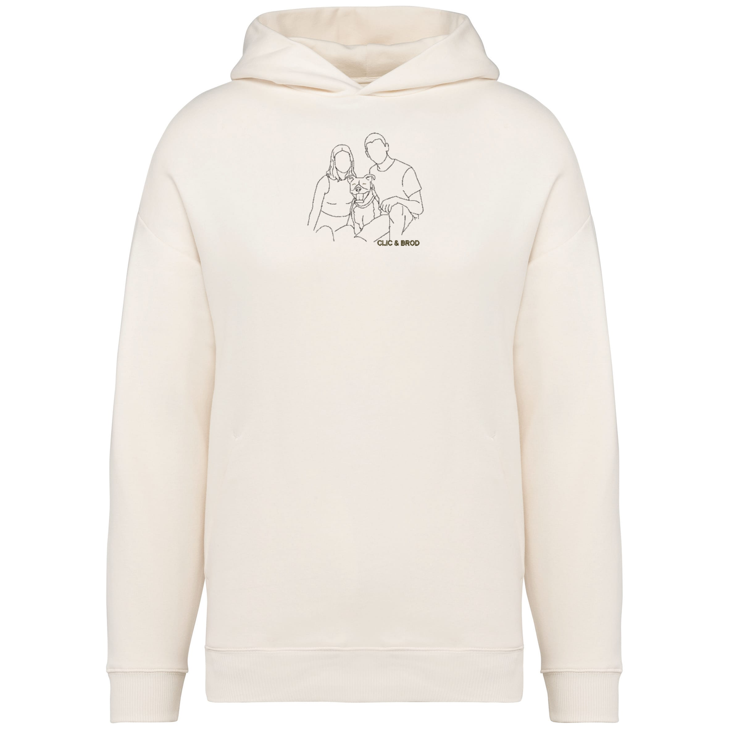 Hoodie oversize personnalisé silhouette brodée Clic & Brod