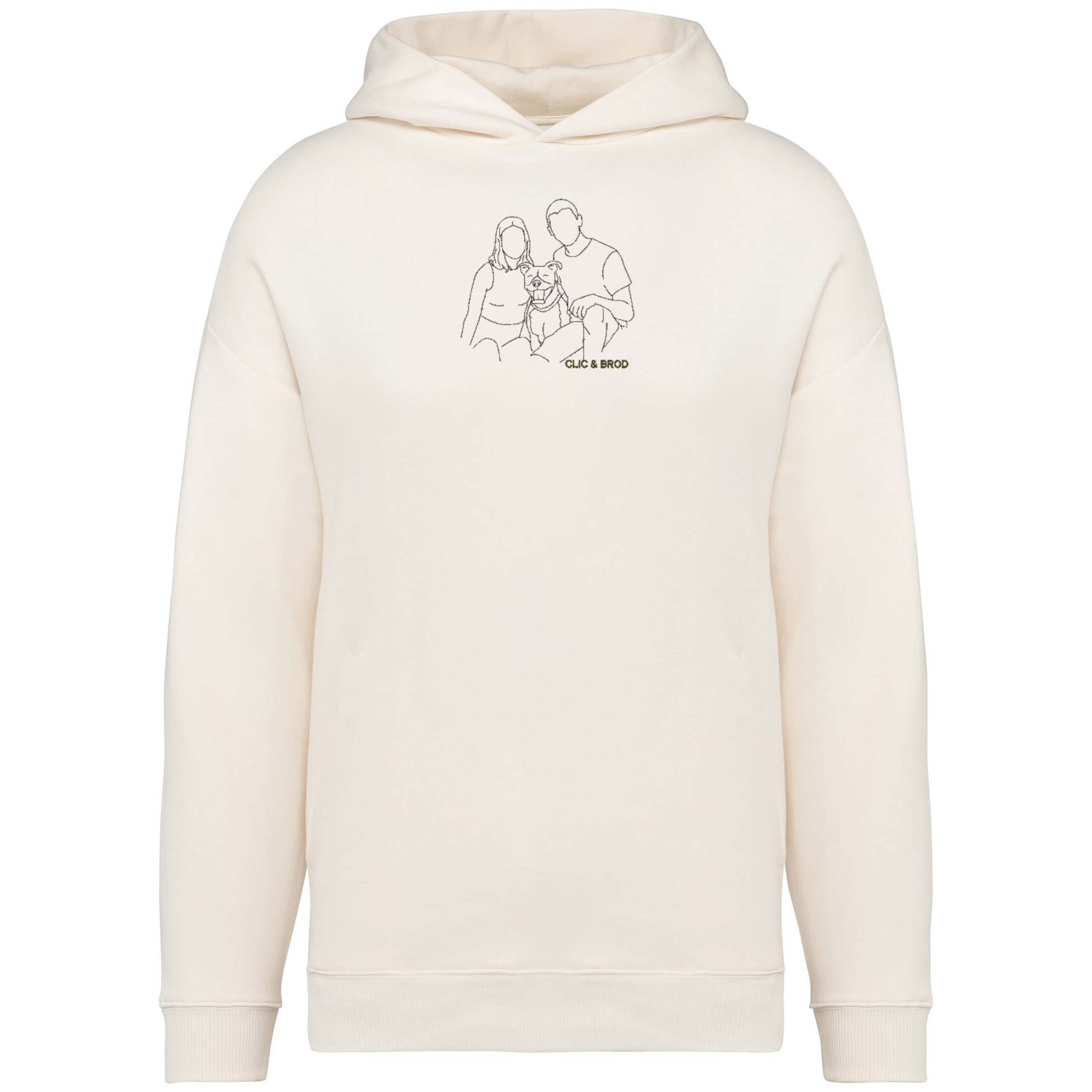 Hoodie oversize personnalisé silhouette brodée Clic & Brod