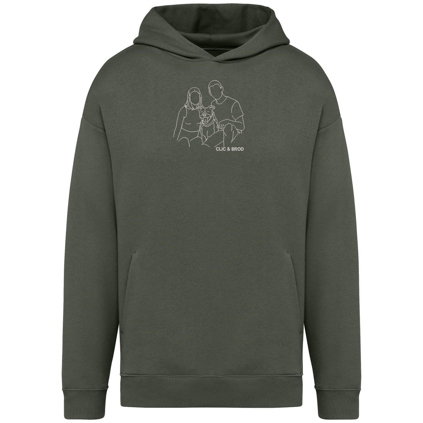 Hoodie oversize personnalisé silhouette brodée Clic & Brod