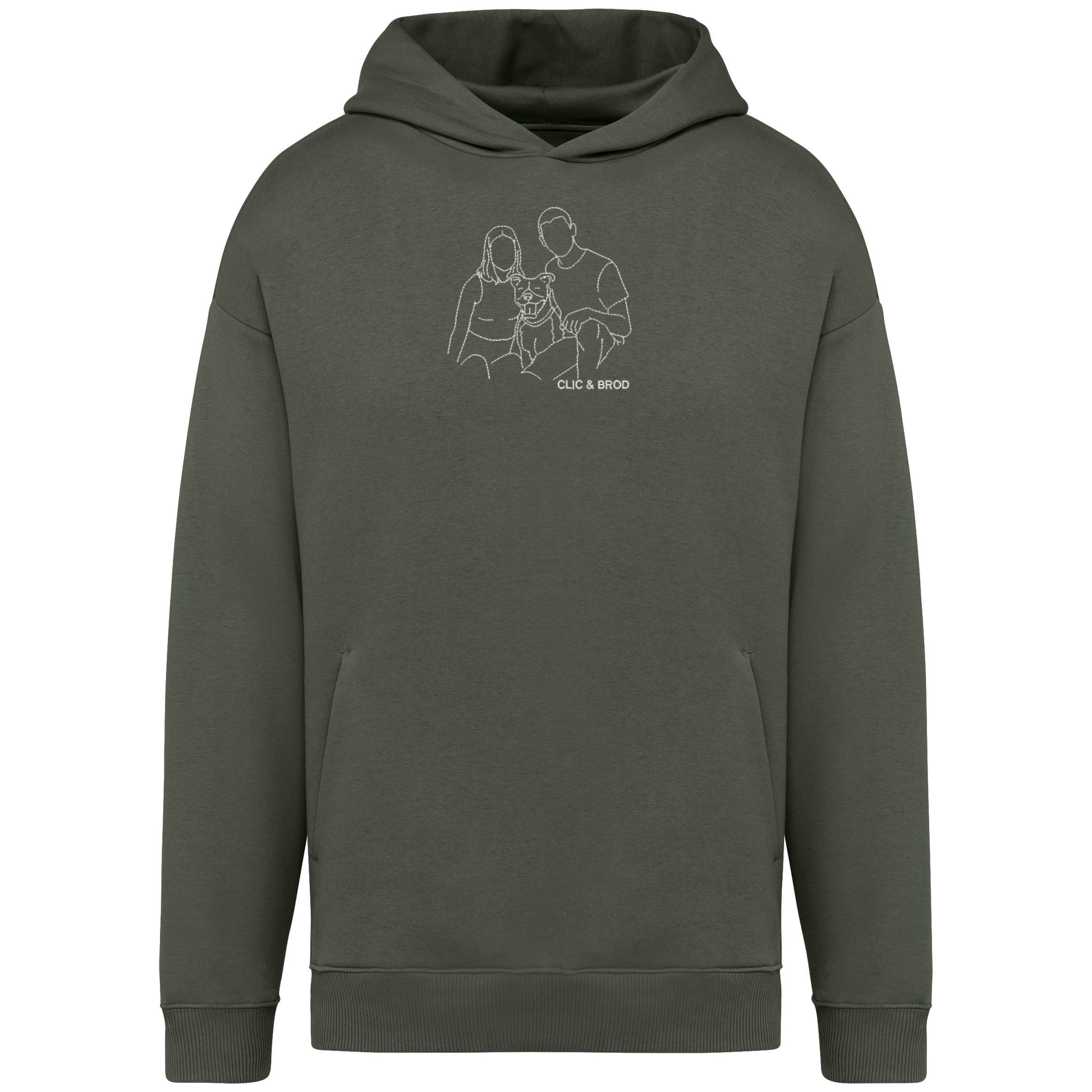 Hoodie oversize personnalisé silhouette brodée Clic & Brod