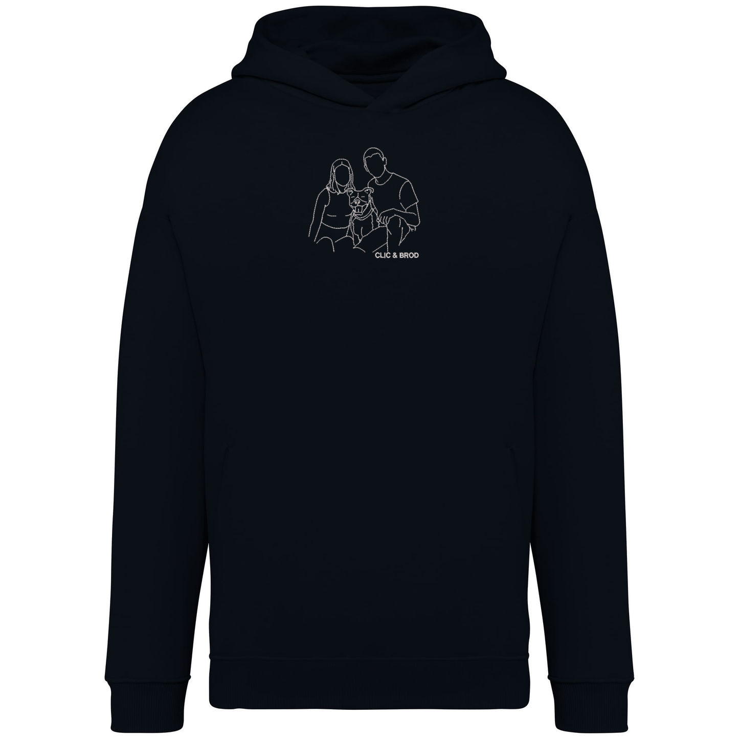 Hoodie oversize personnalisé silhouette brodée Clic & Brod