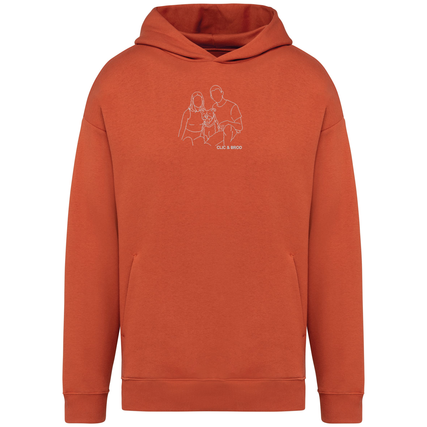 Hoodie oversize personnalisé silhouette brodée Clic & Brod