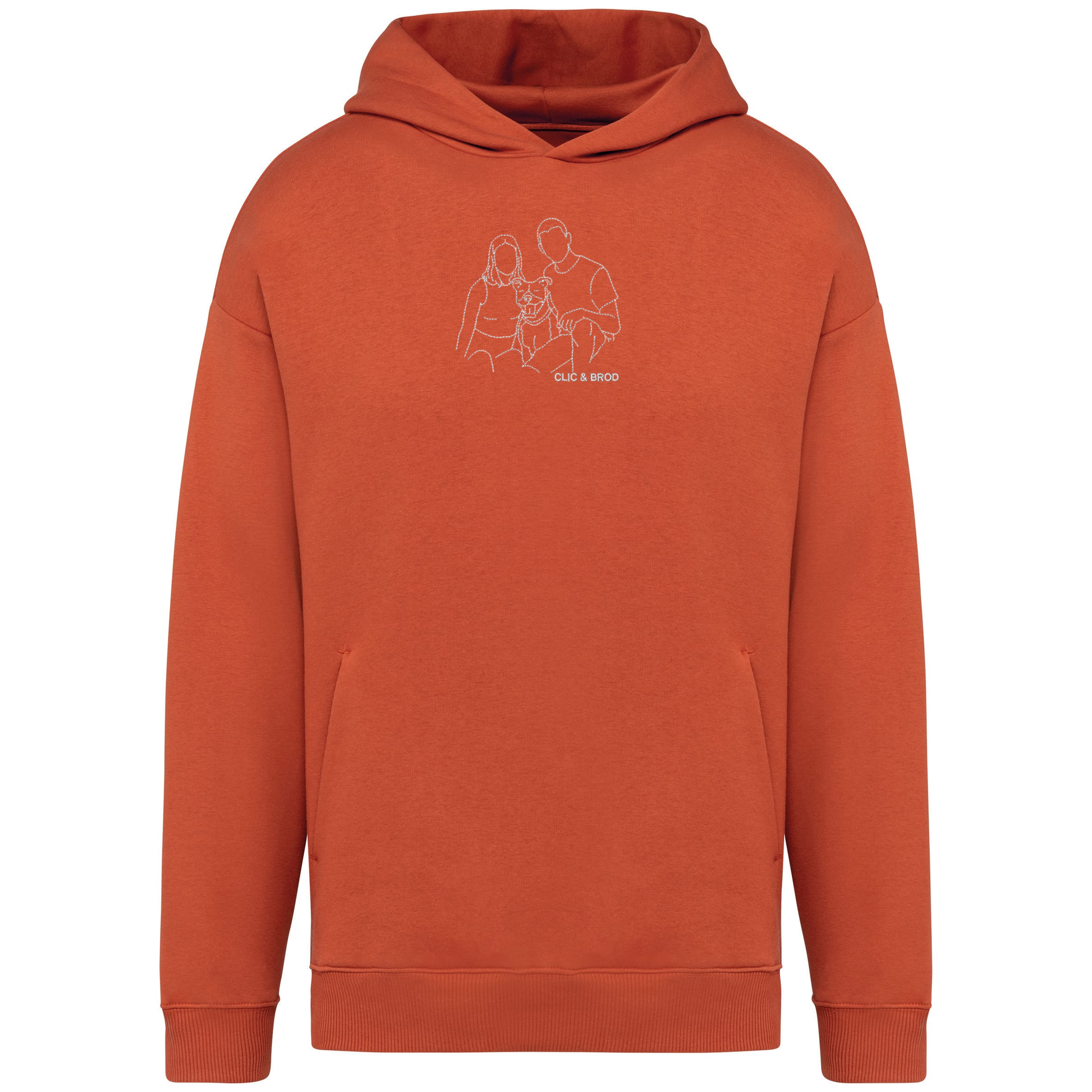 Hoodie oversize personnalisé silhouette brodée Clic & Brod