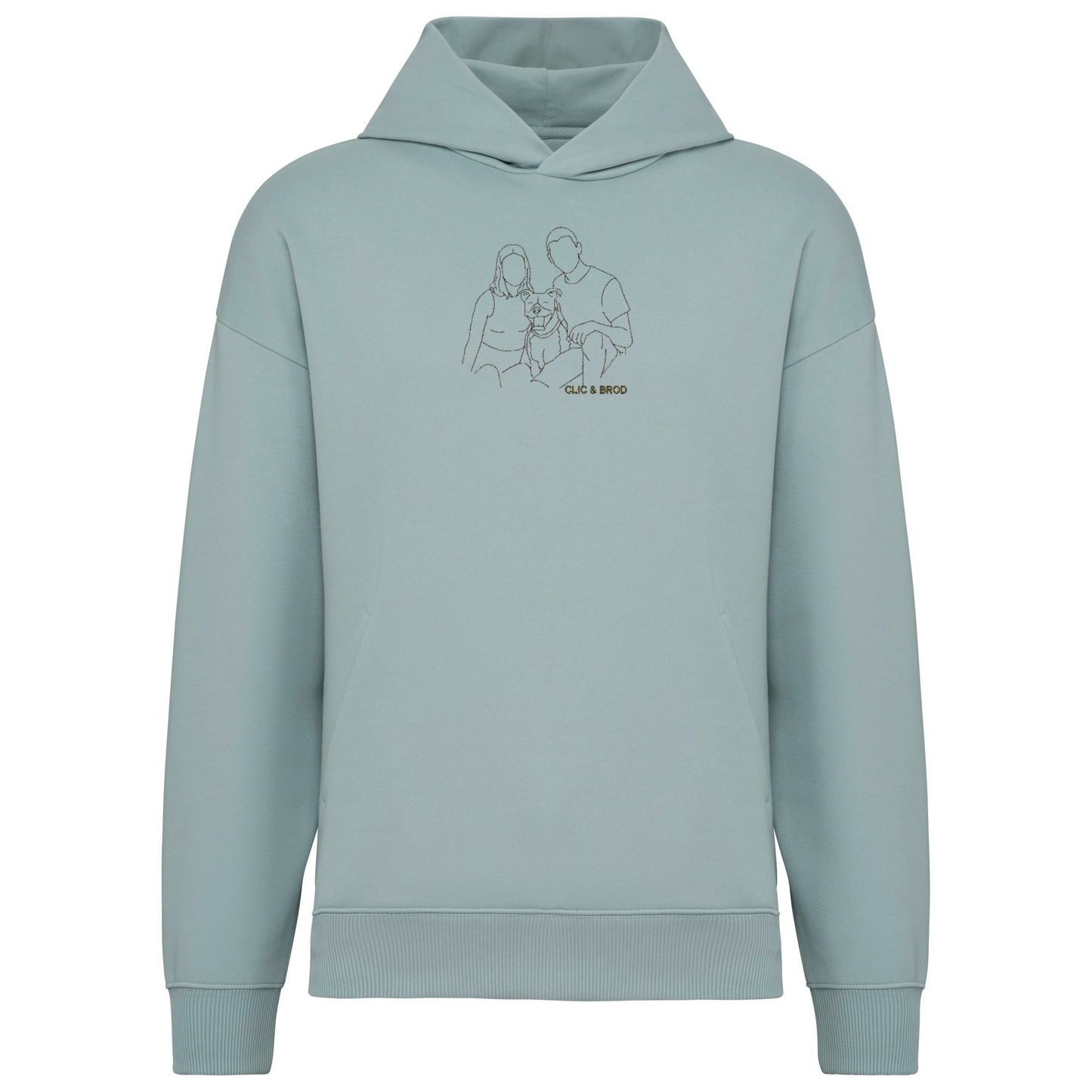 Hoodie oversize personnalisé silhouette brodée Clic & Brod