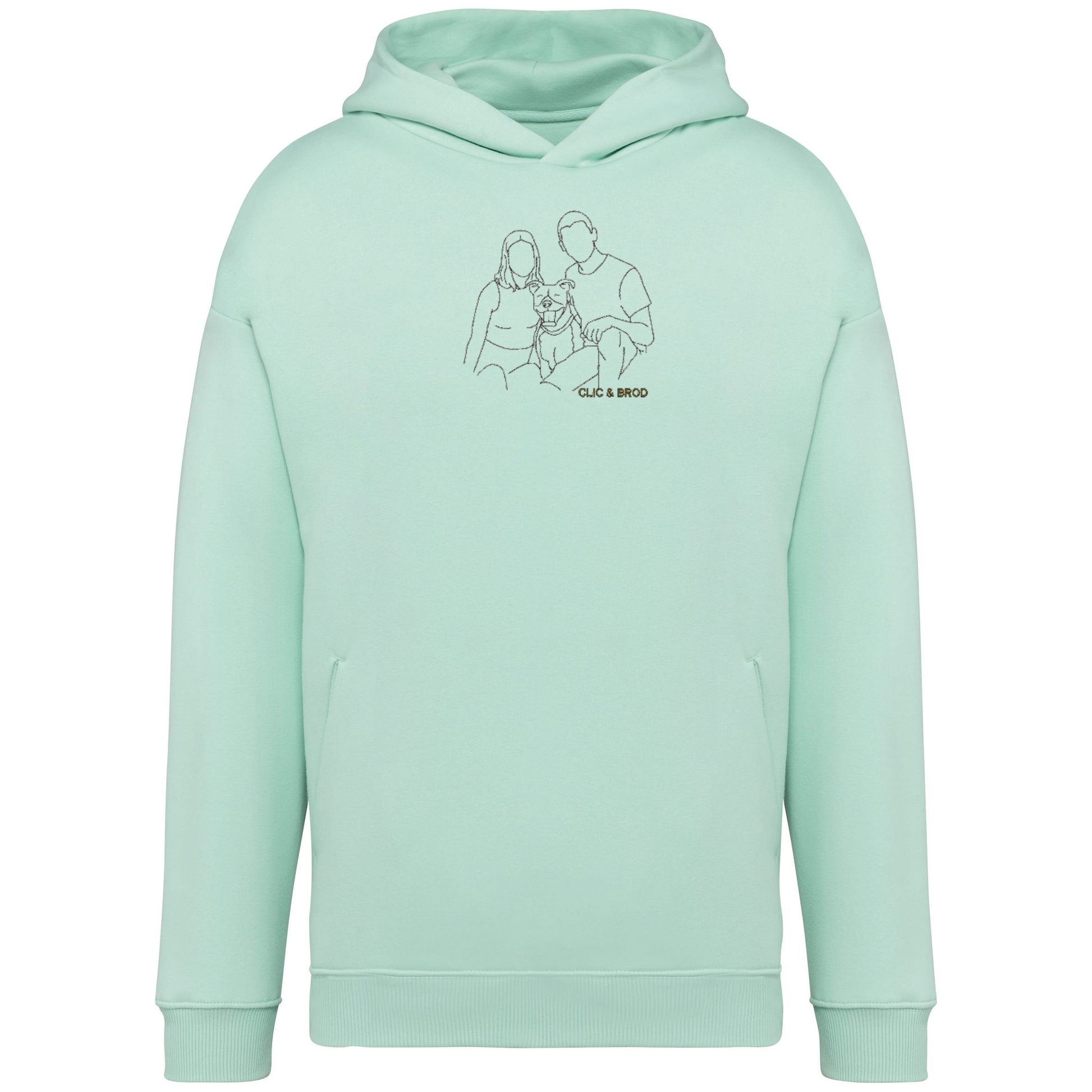 Hoodie oversize personnalisé silhouette brodée Clic & Brod
