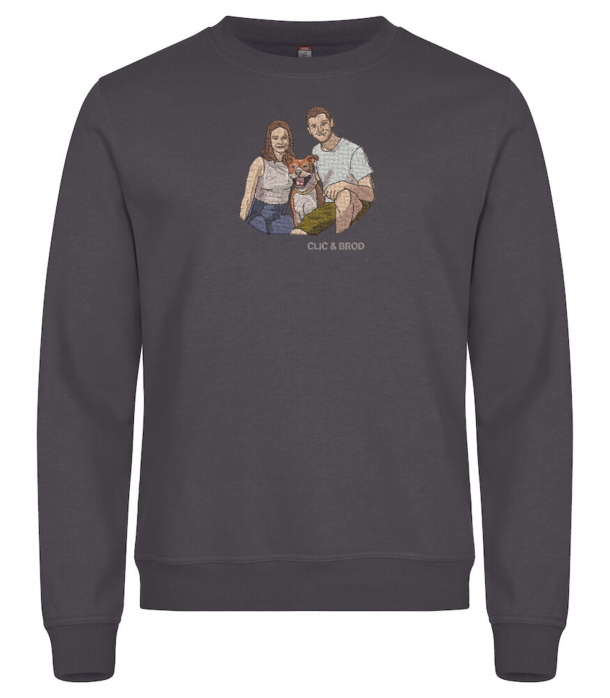 Sweat personnalisé photo réaliste brodée Clic & Brod
