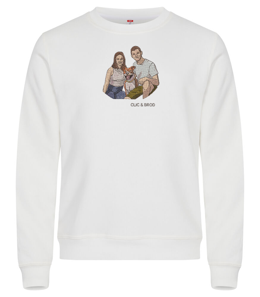 Sweat personnalisé photo réaliste brodée Clic & Brod