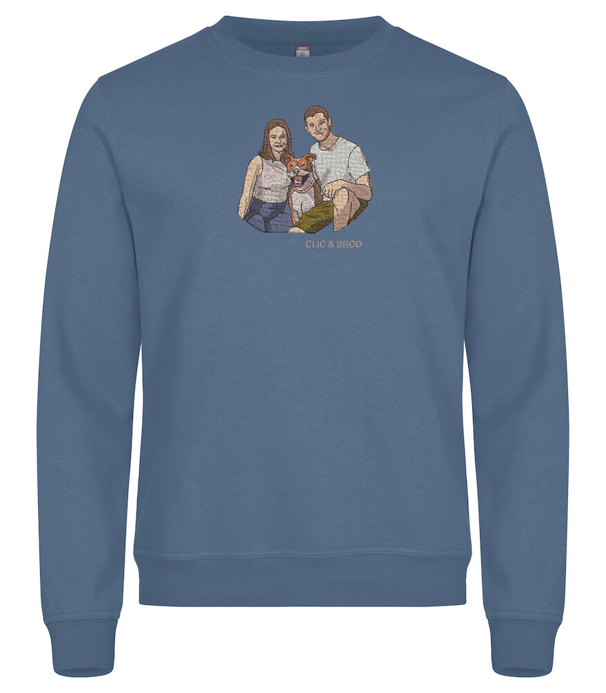 Sweat personnalisé photo réaliste brodée Clic & Brod