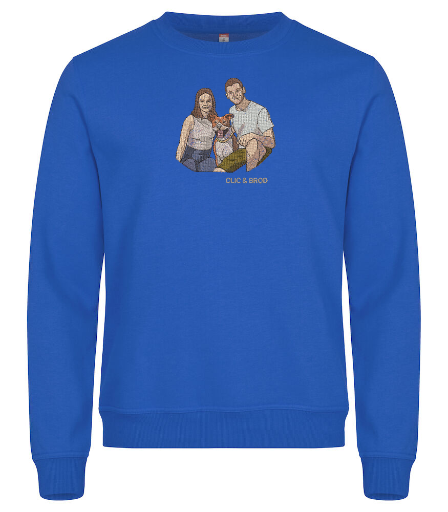 Sweat personnalisé photo réaliste brodée Clic & Brod