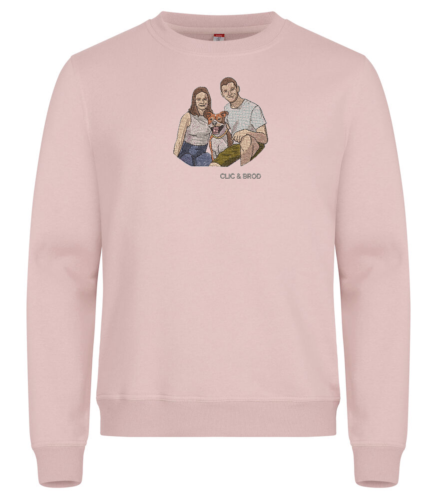 Sweat personnalisé photo réaliste brodée Clic & Brod