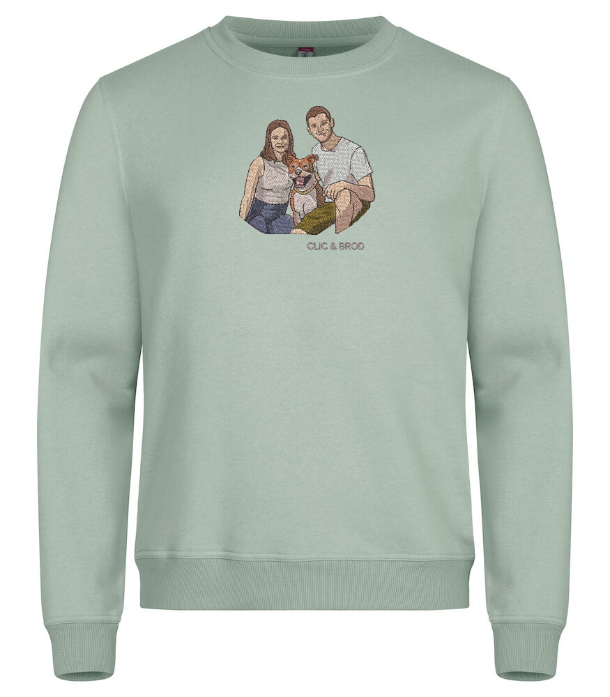 Sweat personnalisé photo réaliste brodée Clic & Brod